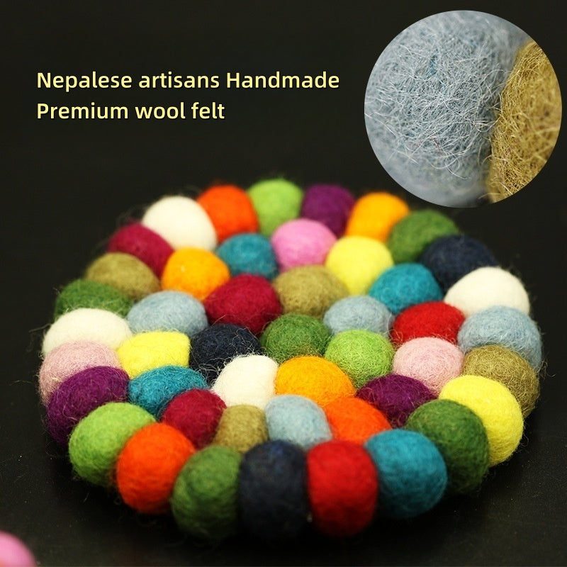 Nepalese Handmade Colored Felt Singing Bowl Mat and Coaster