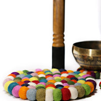 Nepalese Handmade Colored Felt Singing Bowl Mat and Coaster