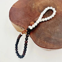 Tai Chi Wrist Mala with White Chalcedony and Agarwood